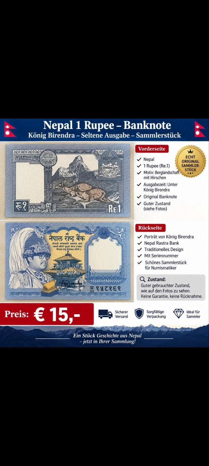 billet de banque, Enlèvement ou Envoi