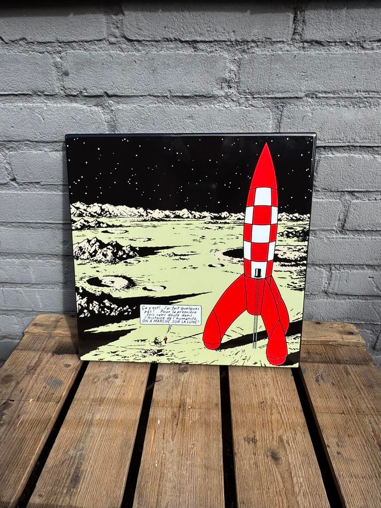 Mooi Kuifje Raket emaille reclamebord, Verzamelen, Ophalen of Verzenden, Zo goed als nieuw, Reclamebord