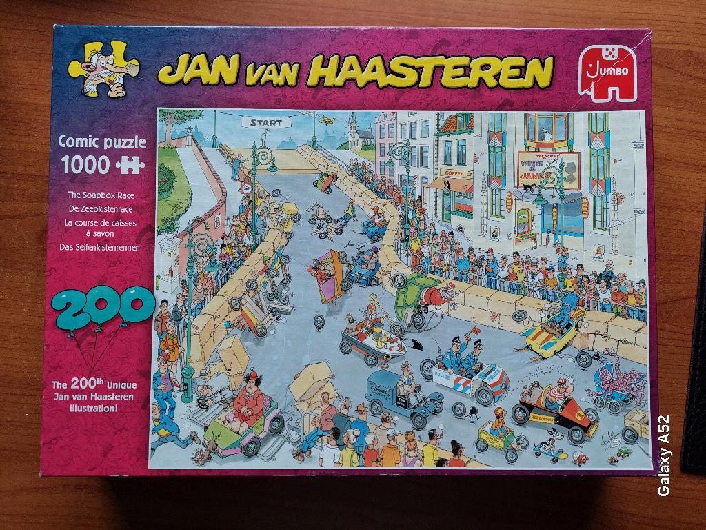 puzzle 1000 p - Jumbo Van Haasteren - course caisses à savon, Enlèvement ou Envoi, 500 à 1500 pièces, Comme neuf, Puzzle