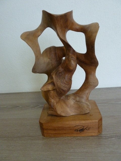 Houten sculptuur Beeld Peter Tam 28cm, Ophalen, Houtsnijwerk, Gepatineerd, Zoogdier