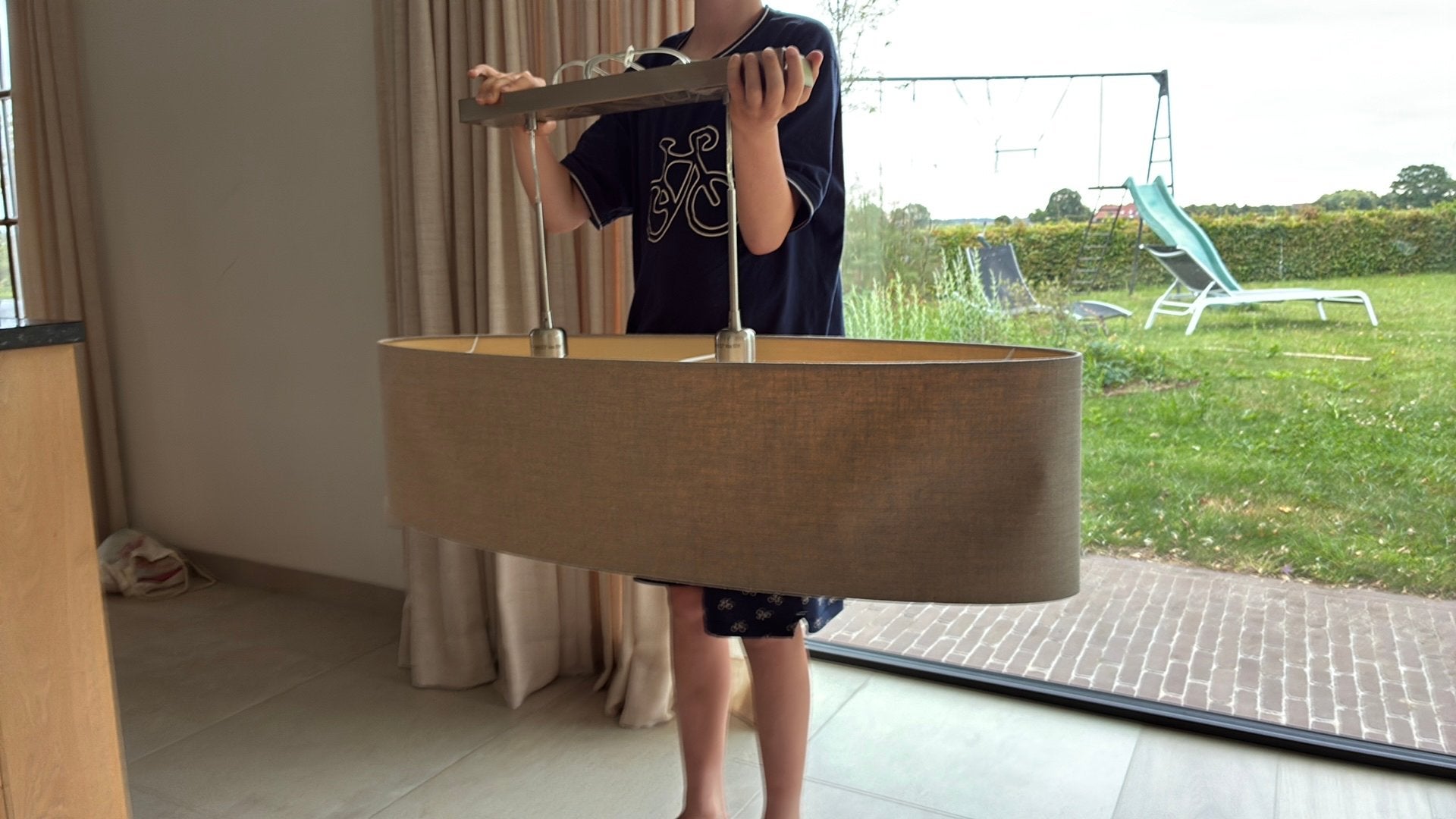 Hanglamp beig, Ophalen, Gebruikt, Kunststof, Landelijk