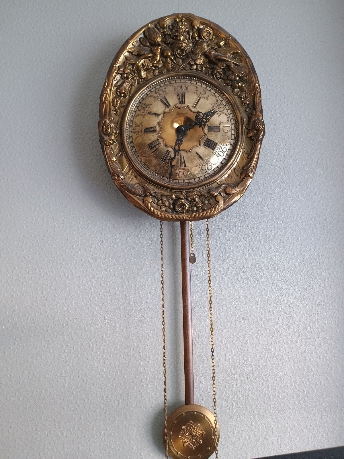 mooie Belcanto wandklok met gewichten en slinger, Antiquités & Art, Enlèvement