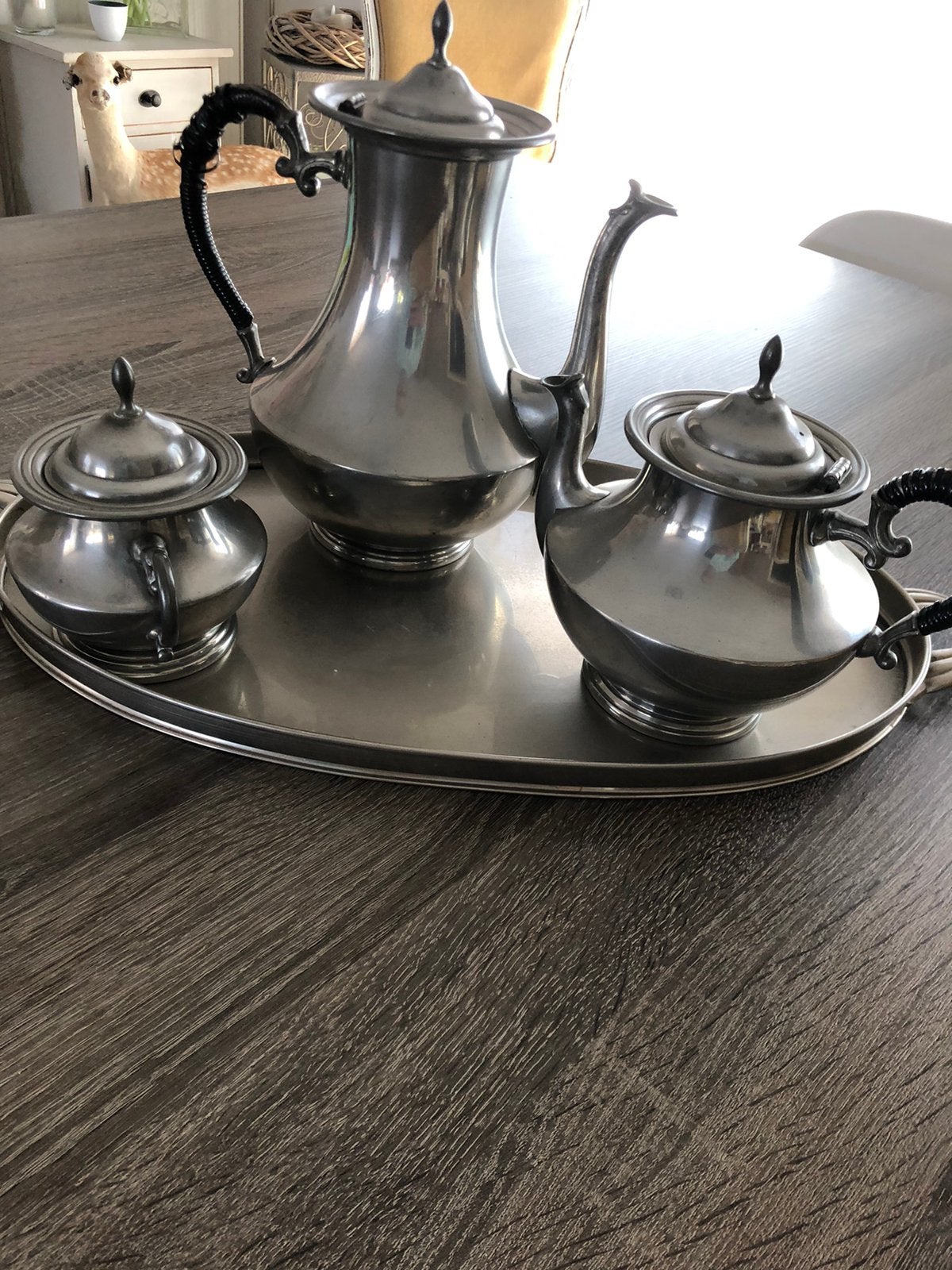 Koffie servies in edeltin, Ophalen of Verzenden