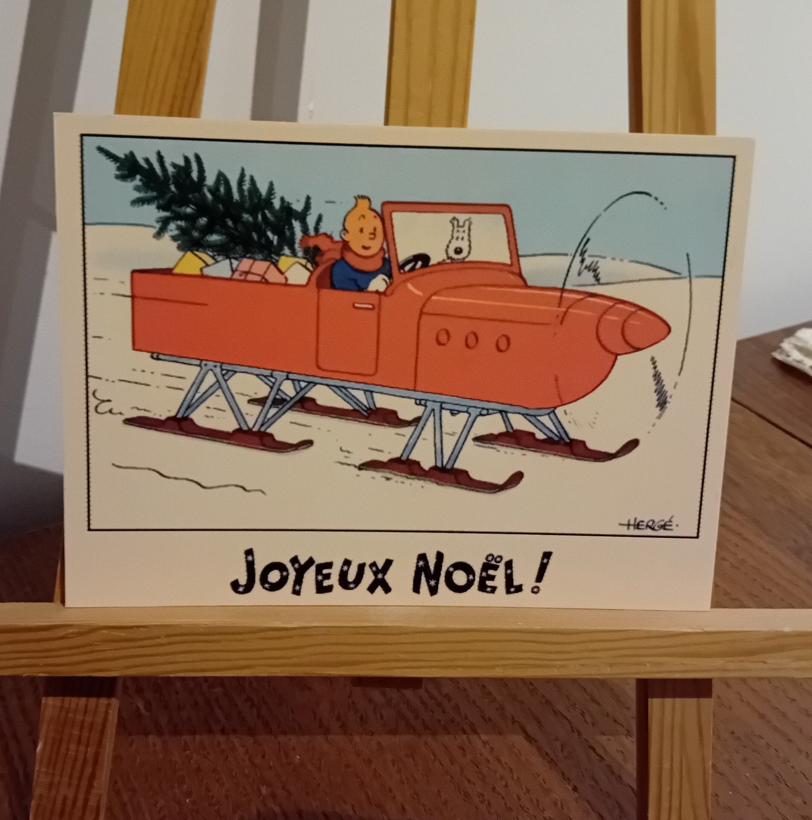 Tintin 007 : magnifique carte dite "neige" réédition de 1942, Collections, Personnages de BD, Comme neuf, Image, Affiche ou Autocollant