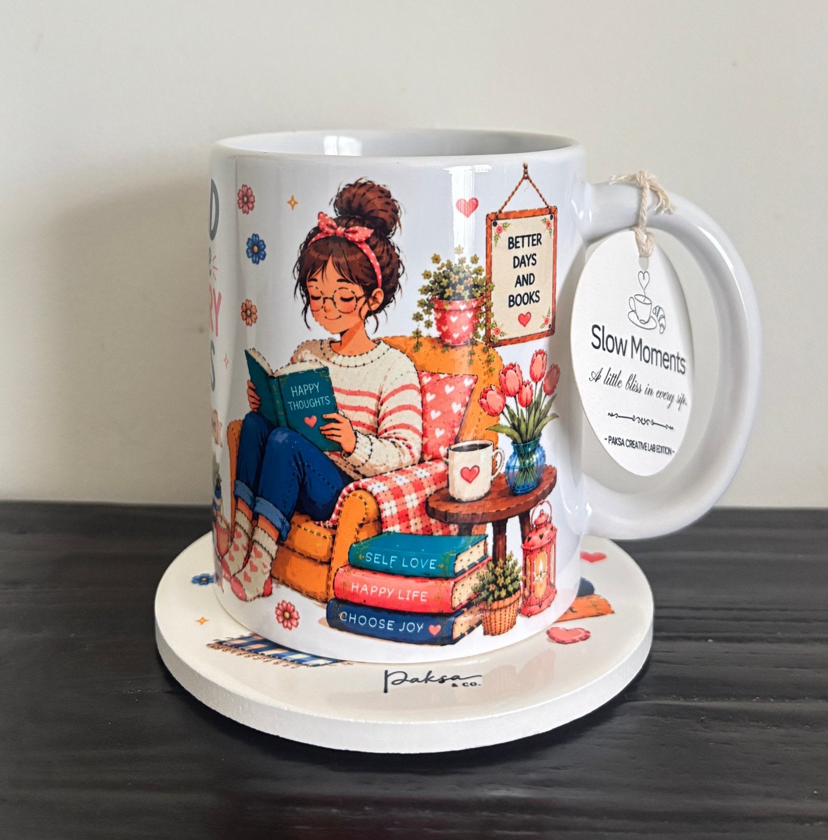 Tasse à café en céramique de 330 ml avec sous-verre, Neuf, Mug, Céramique, Moderne