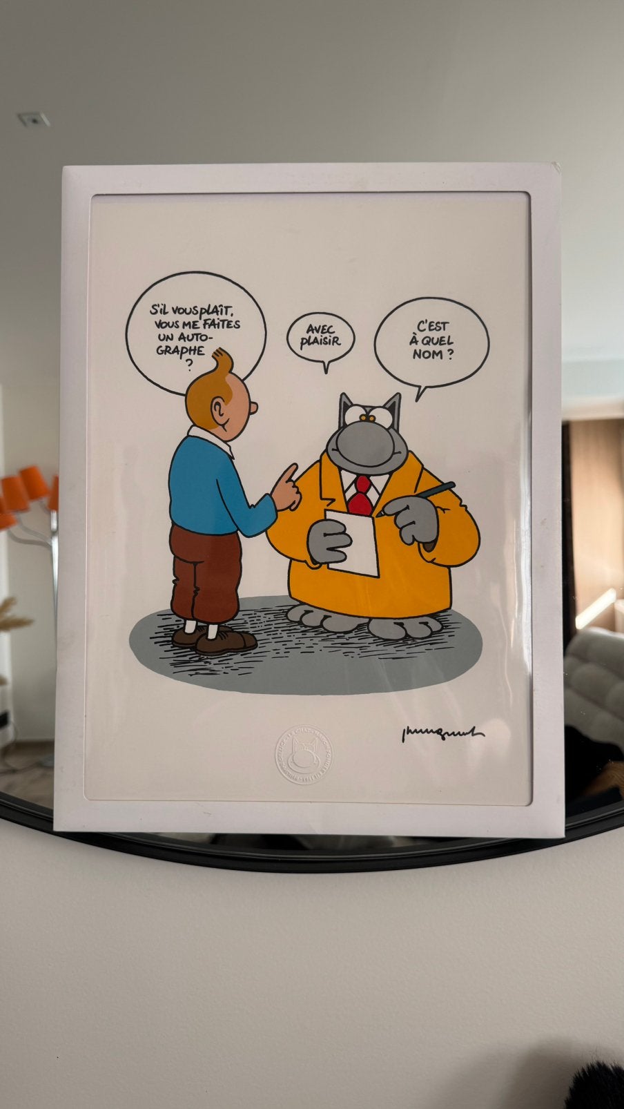 Philippe Geluck Le Chat x Tintin Sérigraphie limitée 30  40, Antiquités & Art, Enlèvement ou Envoi, Édition limitée, Impression