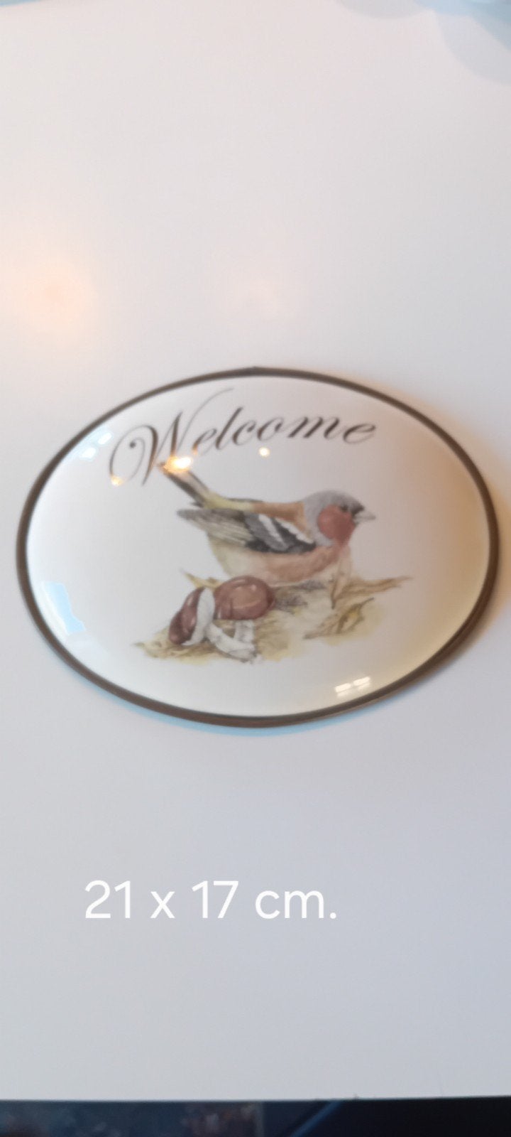 Brocante porseleinen welkom bord, Antiquités & Art, Enlèvement ou Envoi