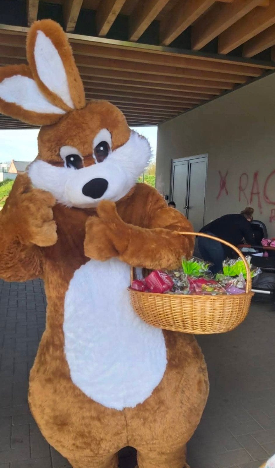 zeer mooie paashaas mascotte!, Diversen, Ophalen of Verzenden, Zo goed als nieuw