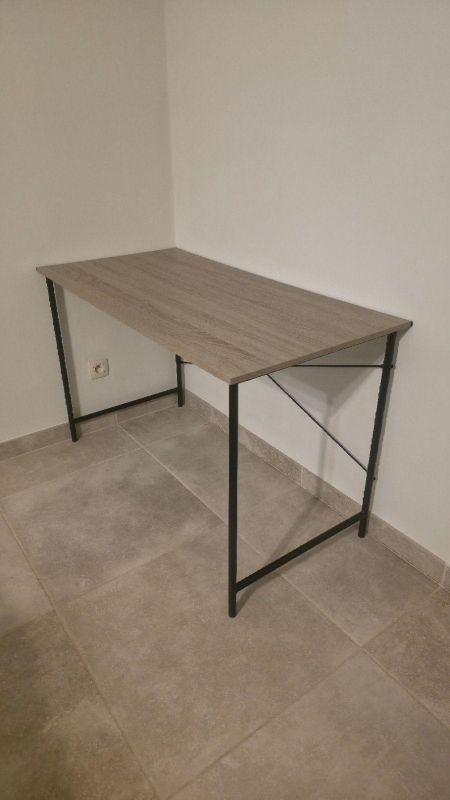 Bureau JYSK VANDBORG 60x120 — Chêne clair/Noir, Bureau d'ordinateur, 120 cm, Métal, Comme neuf