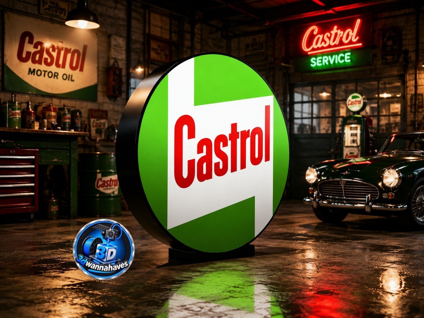 Cette boîte à lumière Castrol super cool est un véritable ac, Collections, Enlèvement ou Envoi, Neuf, Table lumineuse ou lampe (néon)
