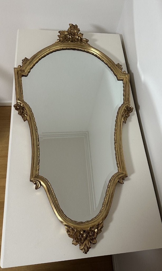 Miroir à crête Deknudt doré classique à facettes Louis XVI, Enlèvement