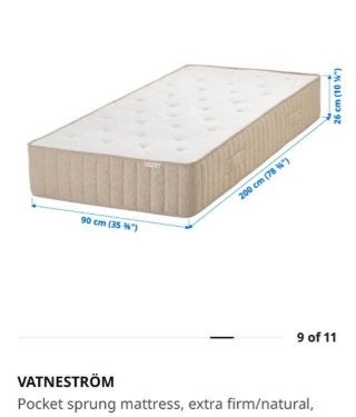 Matelas neuf naturel 90x200, Maison & Meubles, Chambre à coucher | Matelas & Sommiers, Neuf, 90 cm, Matelas, Une personne