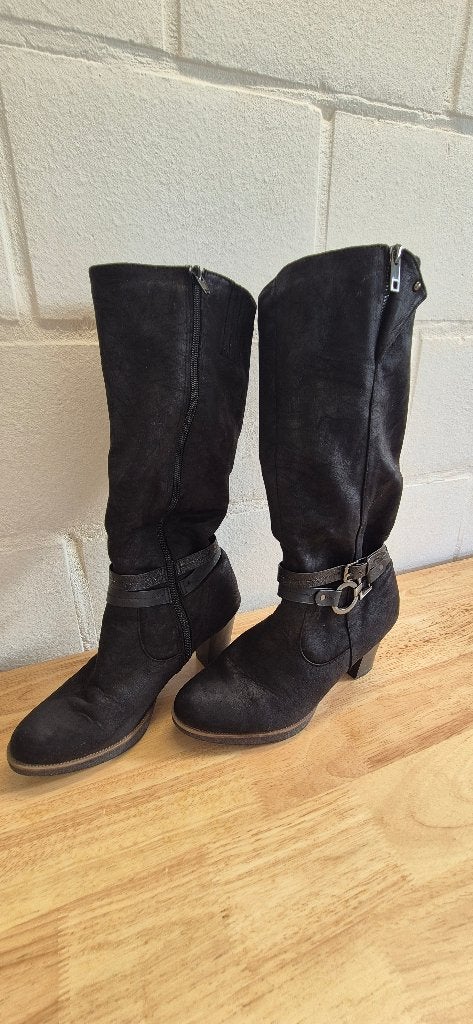 Bottes hautes noires élégantes — taille 38, Enlèvement ou Envoi, Comme neuf, Geen merk, Bottes hautes