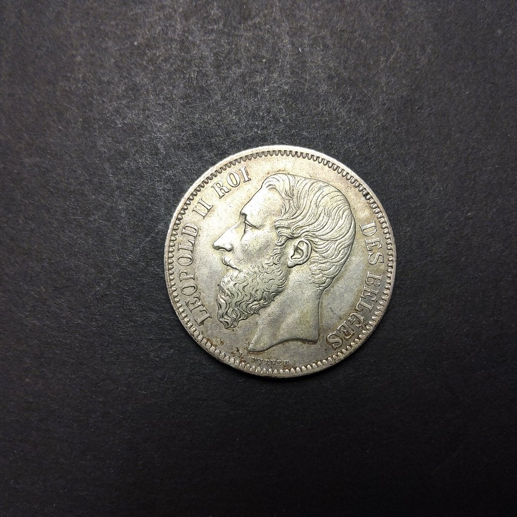 België 2 frank zilver Leopold II 1866, Enlèvement ou Envoi, Monnaie en vrac, Argent, Argent