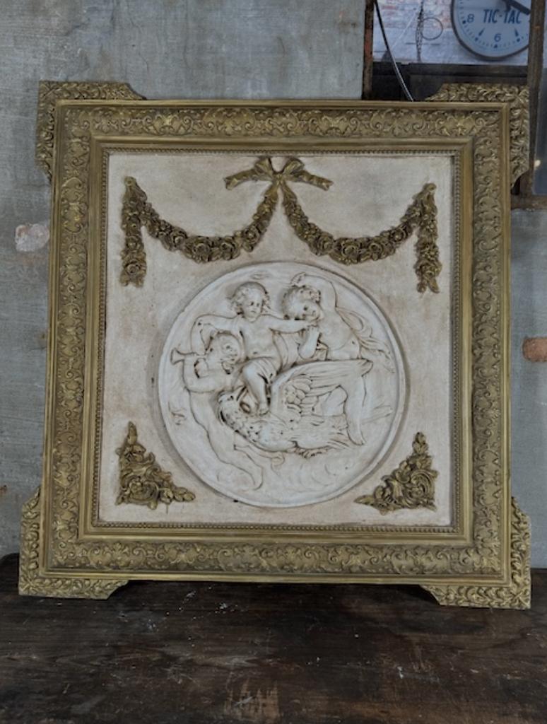 brocante antiek wandpaneel wand paneel ornament, Antiek en Kunst, Ophalen of Verzenden