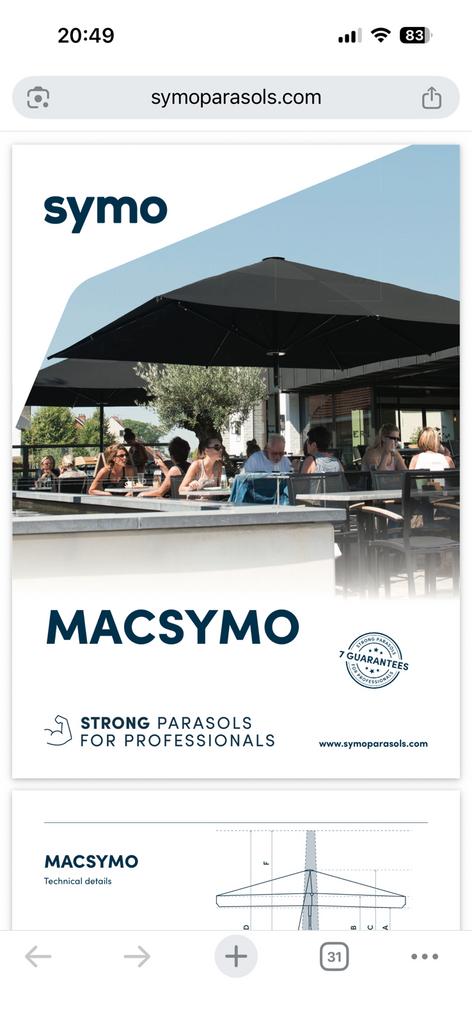 2 Macsymo Parasols 4mx4m zwart doek, Tuin en Terras, Ophalen, Zo goed als nieuw, Waterdicht