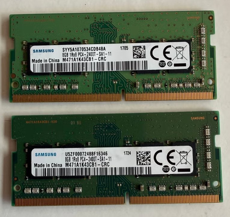 2 x Samsung 8 Go 1Rx8 PC4 2400T SA1-11, Informatique & Logiciels, Mémoire RAM, Enlèvement ou Envoi, 8 GB, Utilisé, Laptop