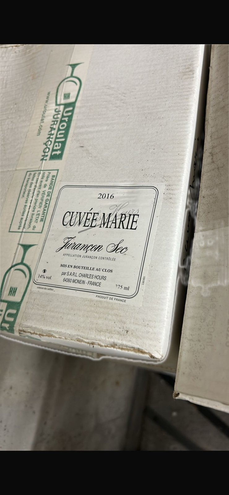7 cartons de Jurançon Sec, Verzamelen, Wijnen, Ophalen, Zo goed als nieuw, Witte wijn
