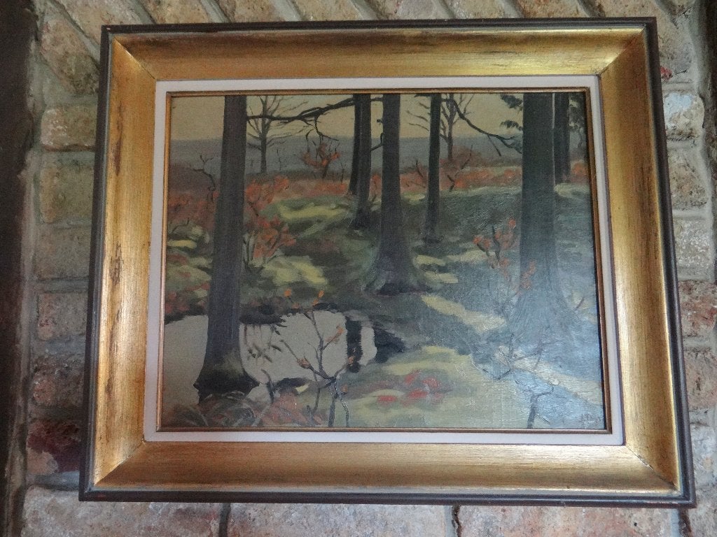 huile sur panneau - J.THYS - peintre liégeois - années 30, Antiquités & Art, Enlèvement ou Envoi, Peinture à l'huile, Paysage