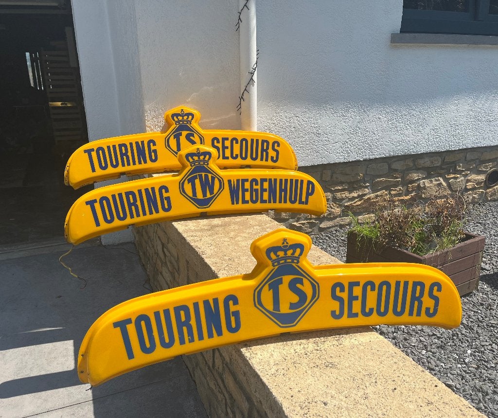 Rare Trio d’Enseignes de Toit R4 TOURING SECOURS/WEGENHULP, Enlèvement, Autres types