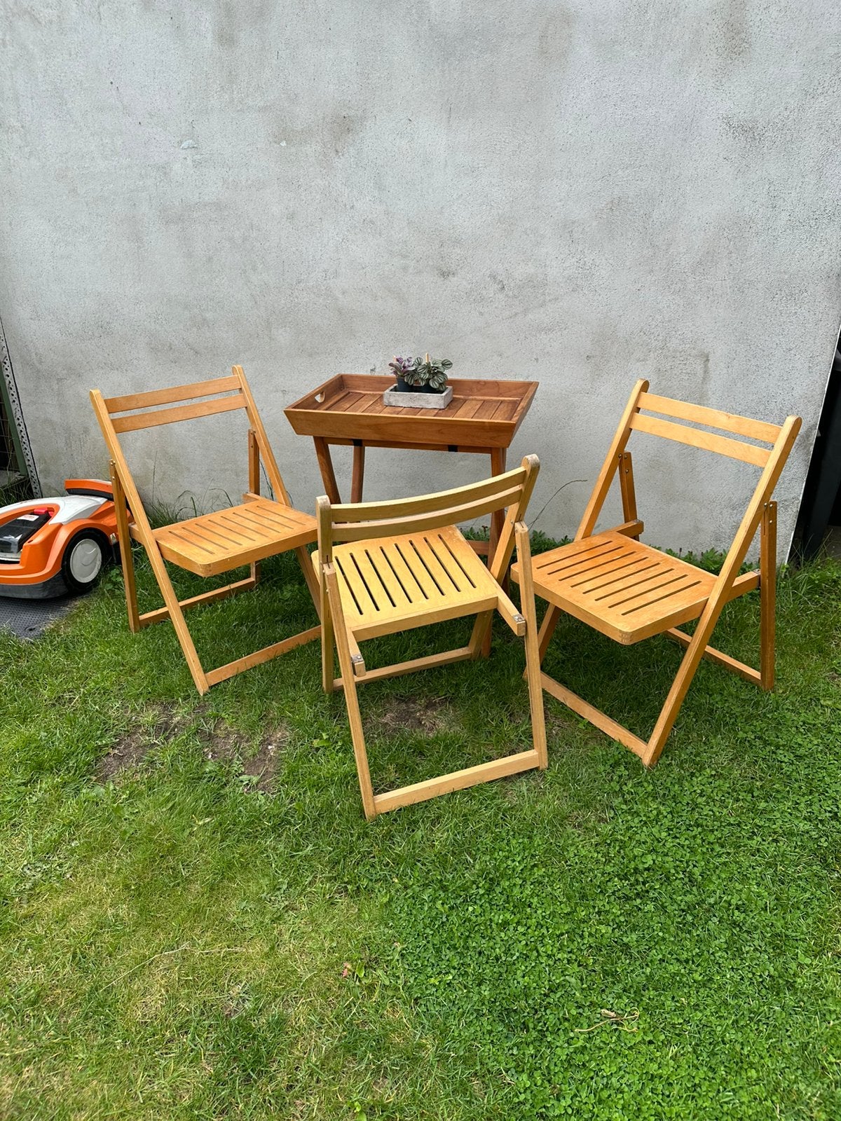 Set vintage klapstoelen met tafeltje, Tuin en Terras, Ophalen of Verzenden, Zo goed als nieuw
