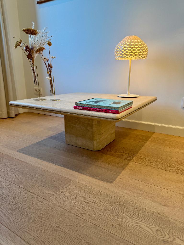 Vintage travertin salontafel / koffietalel / tafel, Ophalen, Overige materialen, Gebruikt, 50 tot 100 cm