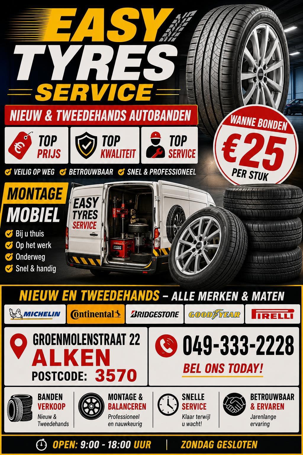 EASY TYRE SERVICE    PNEUS NEUFS ET D'OCCASION, Enlèvement ou Envoi