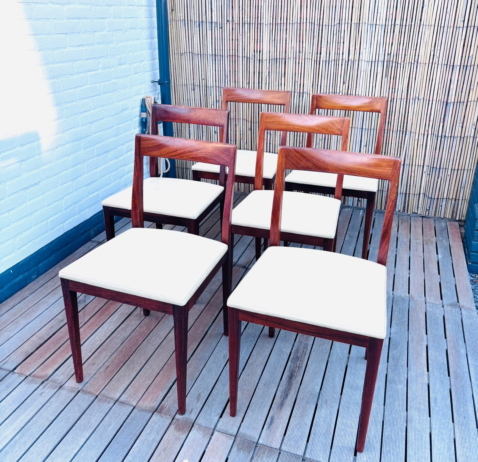 6 prachtige vintage palissander eetkamerstoelen. Lubke, Vintage, Comme neuf, Enlèvement, Cinq, Six Chaises ou plus