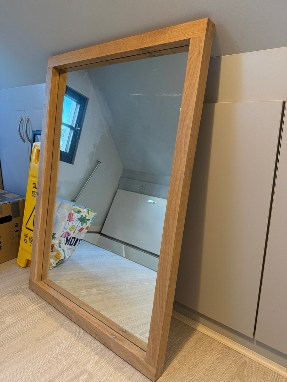 Spiegel met houte kader, Huis en Inrichting, Ophalen, 100 tot 150 cm, Zo goed als nieuw, 75 tot 100 cm