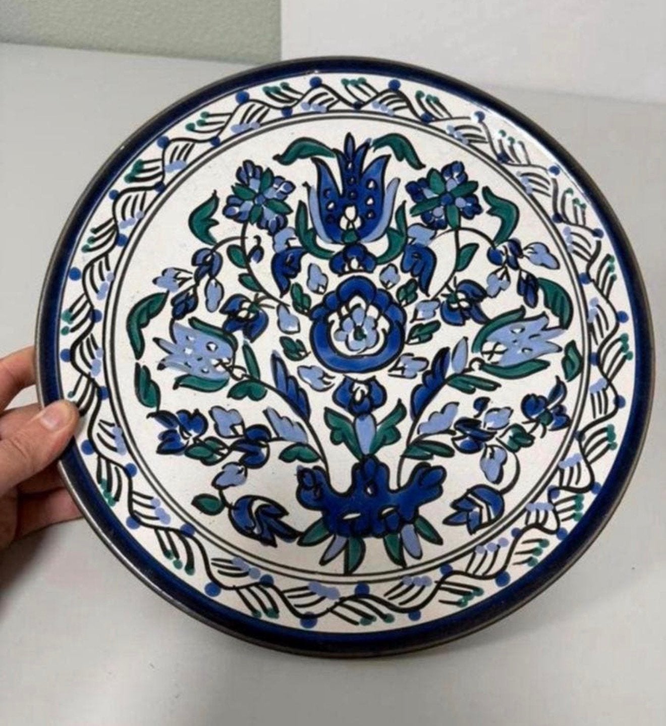 Vintage Handbeschilderd Decoratiebord Orientaals Iznik 32 cm, Ophalen of Verzenden