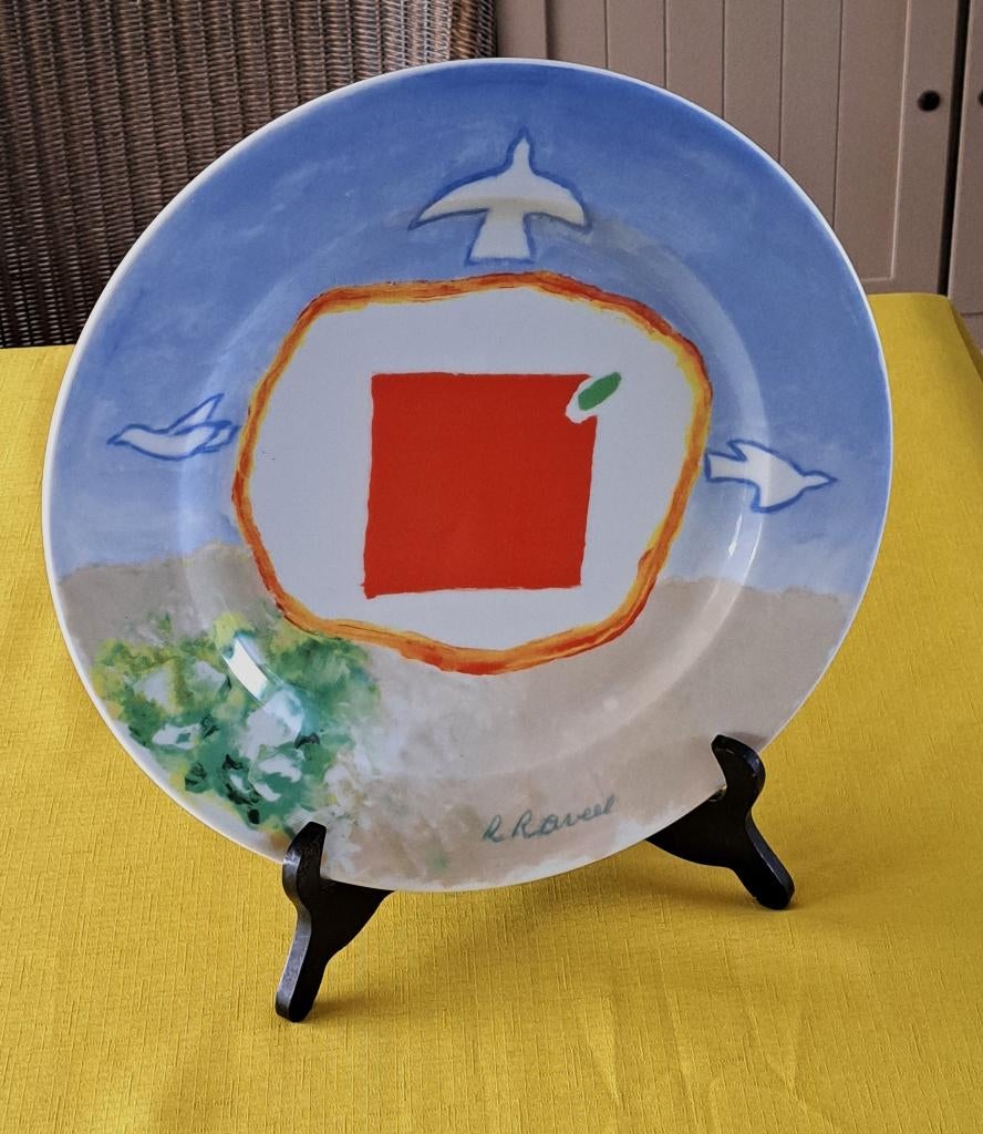 Met Kunst aan tafel- porselein bord- ROGER RAVEEL gesigneerd, Antiek en Kunst, Ophalen