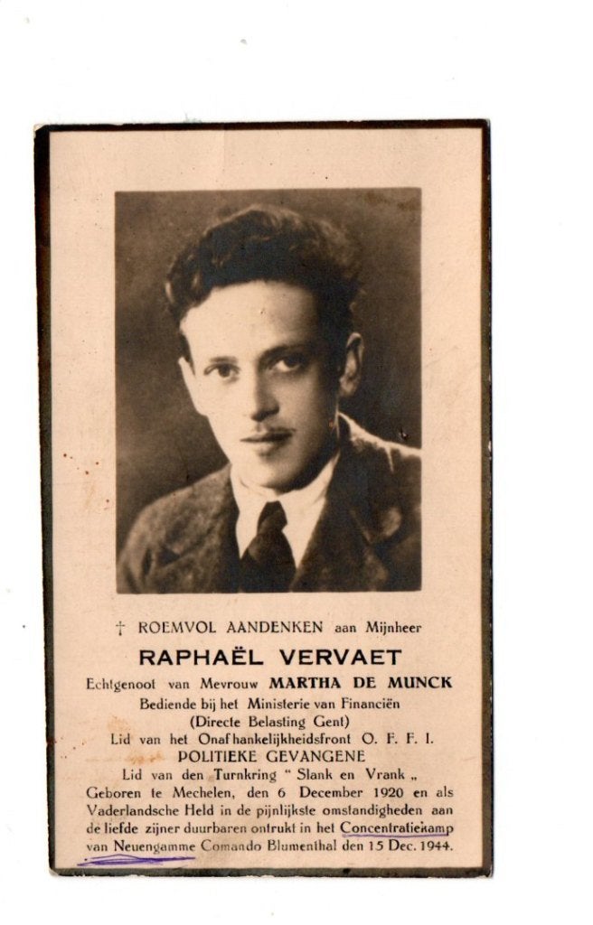 Dp oorlogsslachtoffer Eeklo + kamp Neuengamme 1944, Ophalen of Verzenden, Overige soorten, Foto of Poster