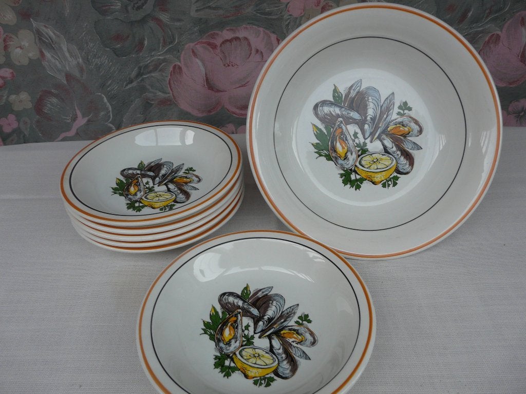 mosselservies (nieuw), Ophalen of Verzenden, Nieuw, Bord(en)