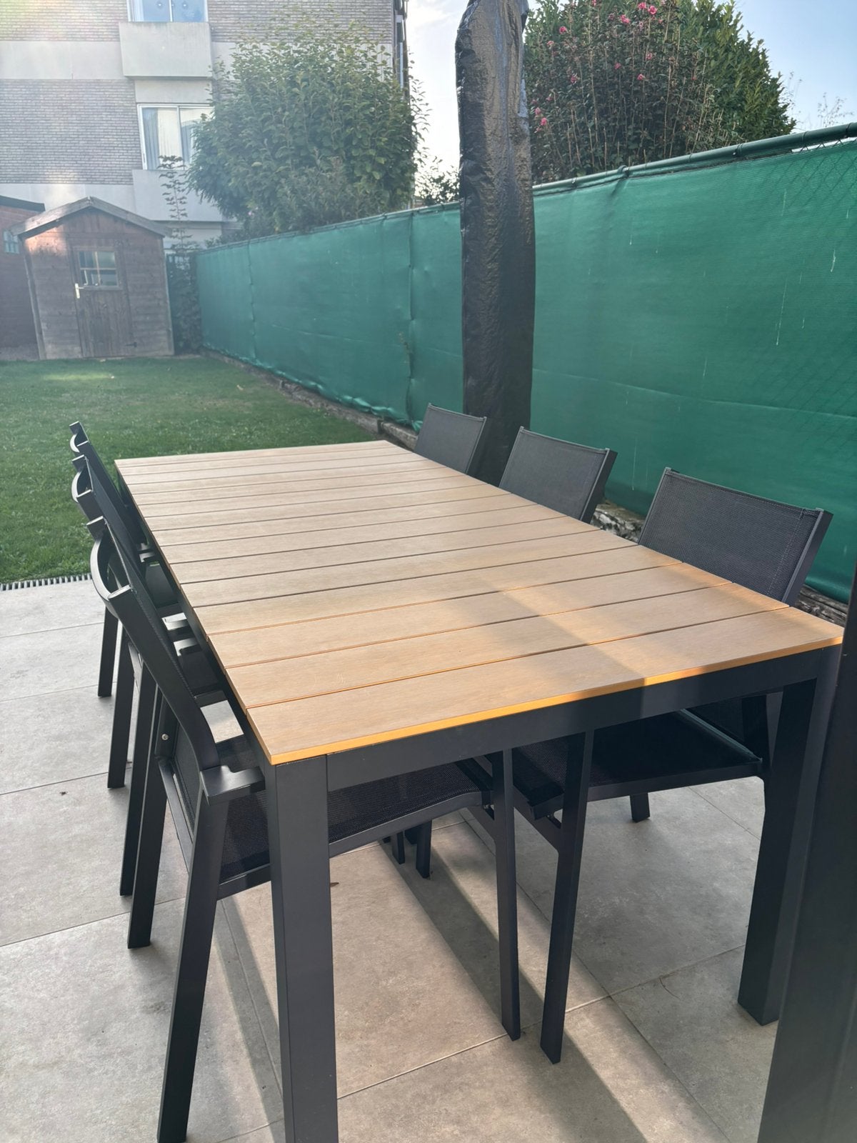 Tuintafel met 6 stoelen, Ophalen, Zo goed als nieuw, Aluminium