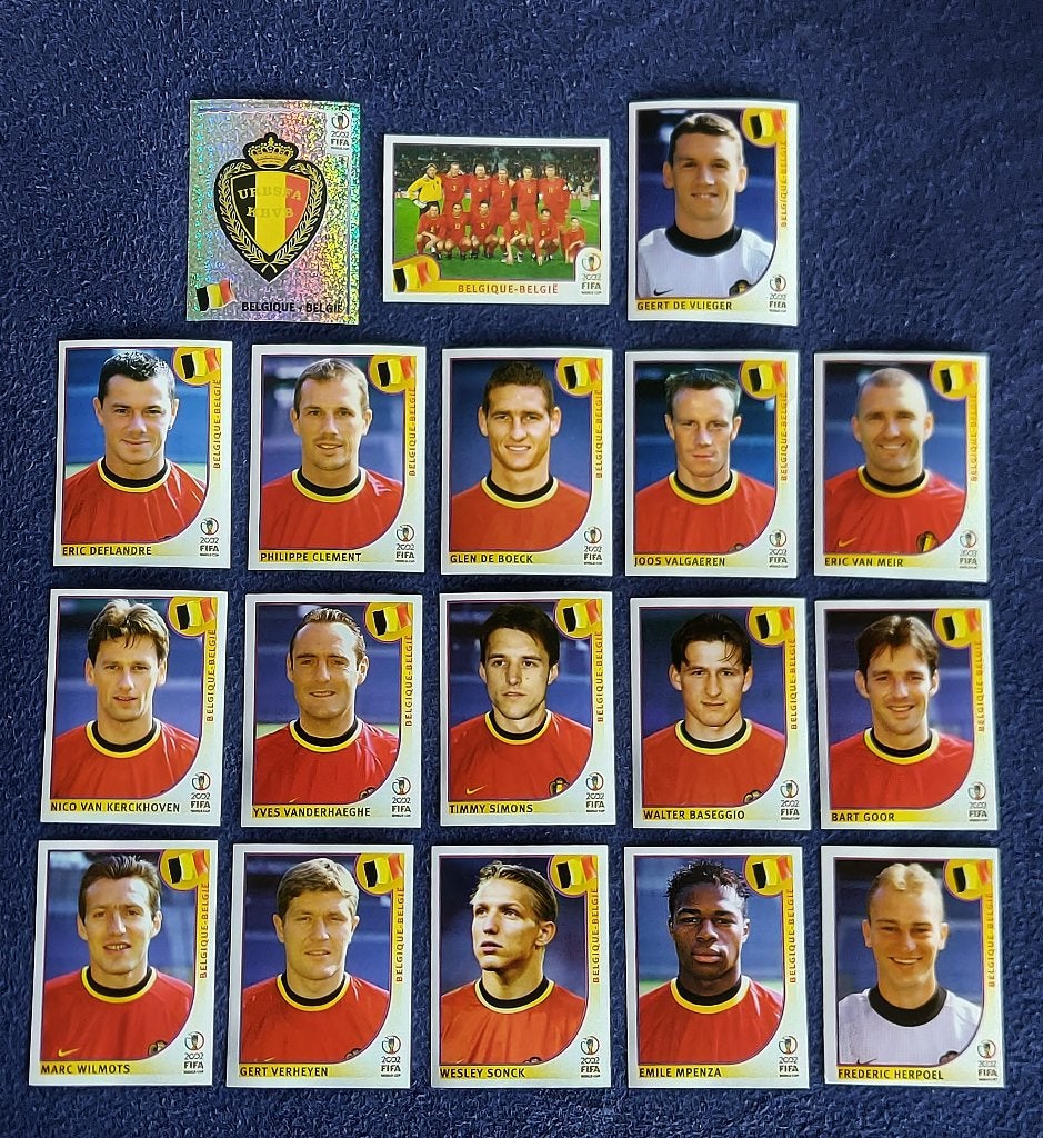 18 versch. Panini stickers voetbal ' WK 2002 - België ', Enlèvement ou Envoi, Neuf, Plusieurs autocollants