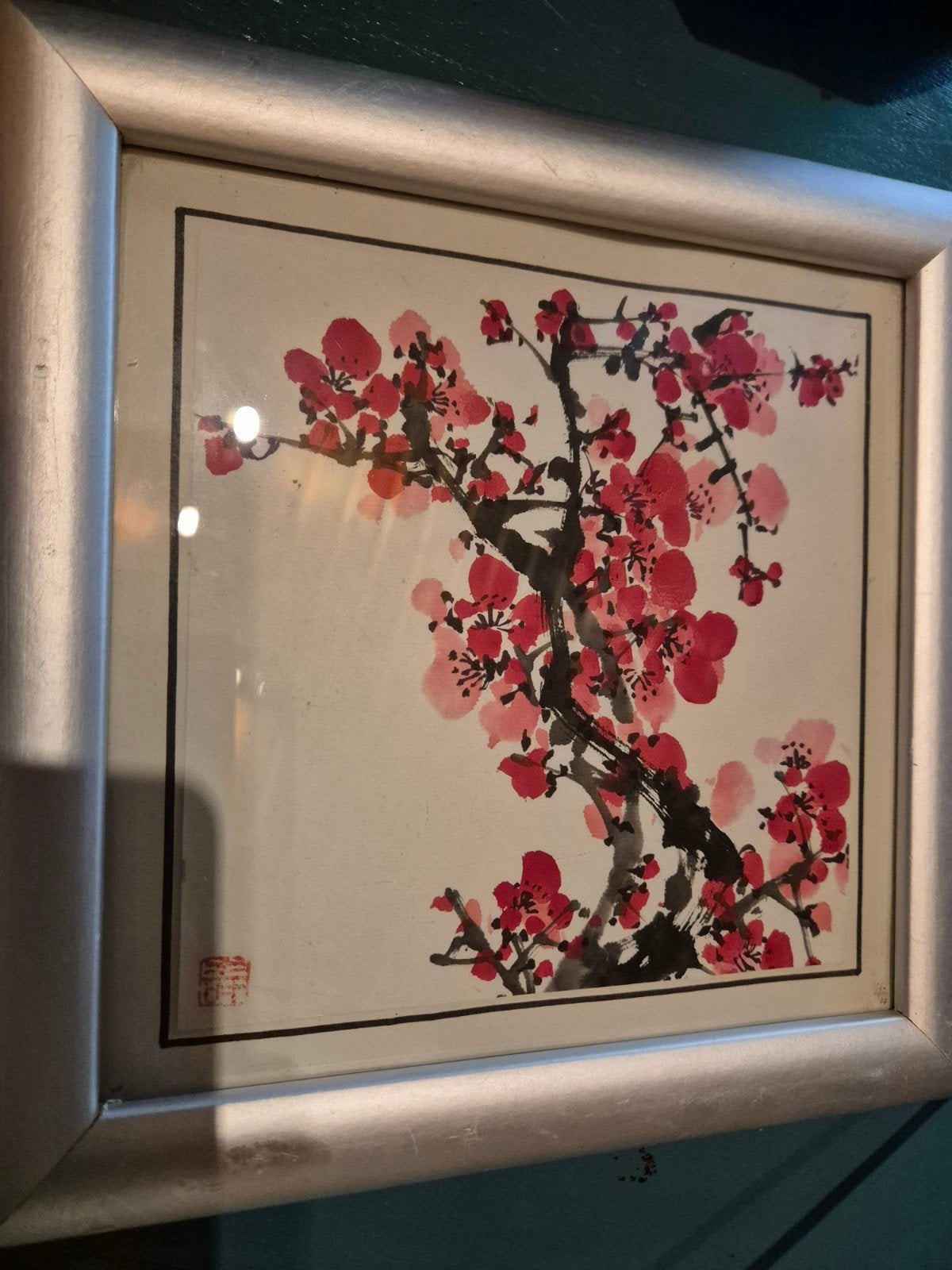 Schilderijtje kersenbloesem Chinees, Antiek en Kunst, Kunst | Schilderijen | Abstract, Ophalen