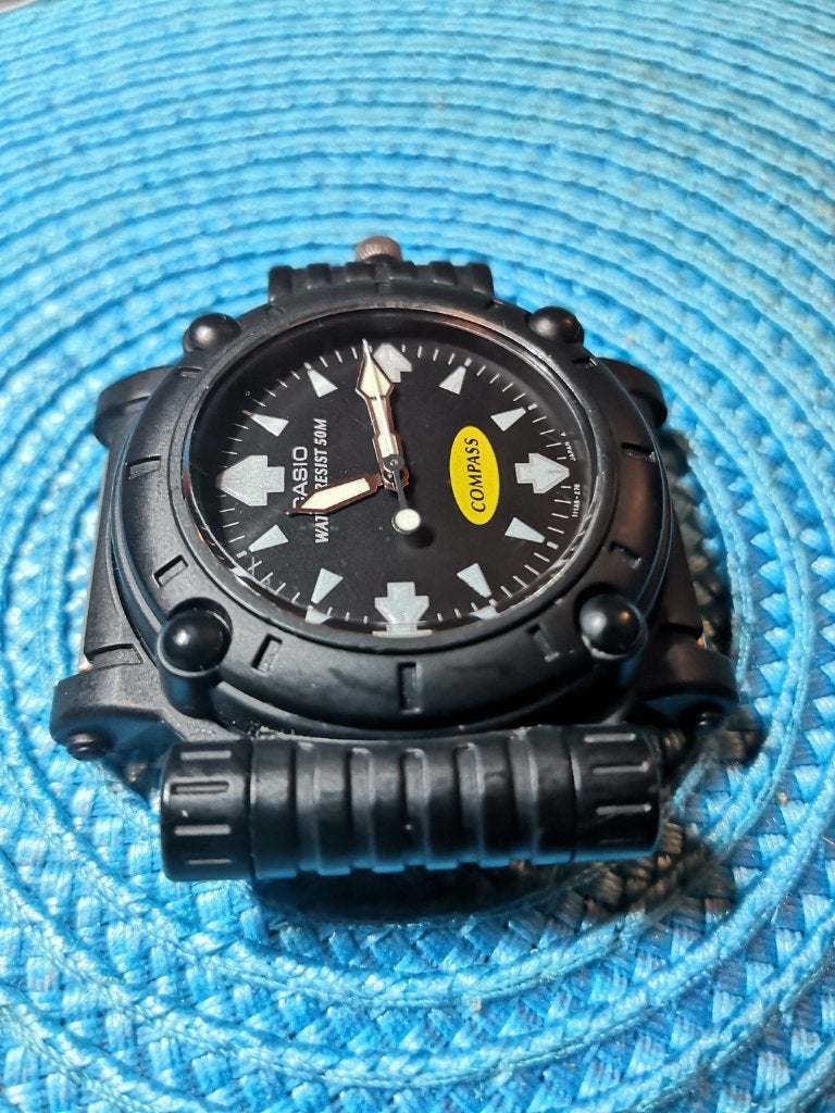 Zeldzame Casio Landfarer Pathfinder MW-43 „Compass” Vintage, Casio, Kunststof, Gebruikt, Polshorloge