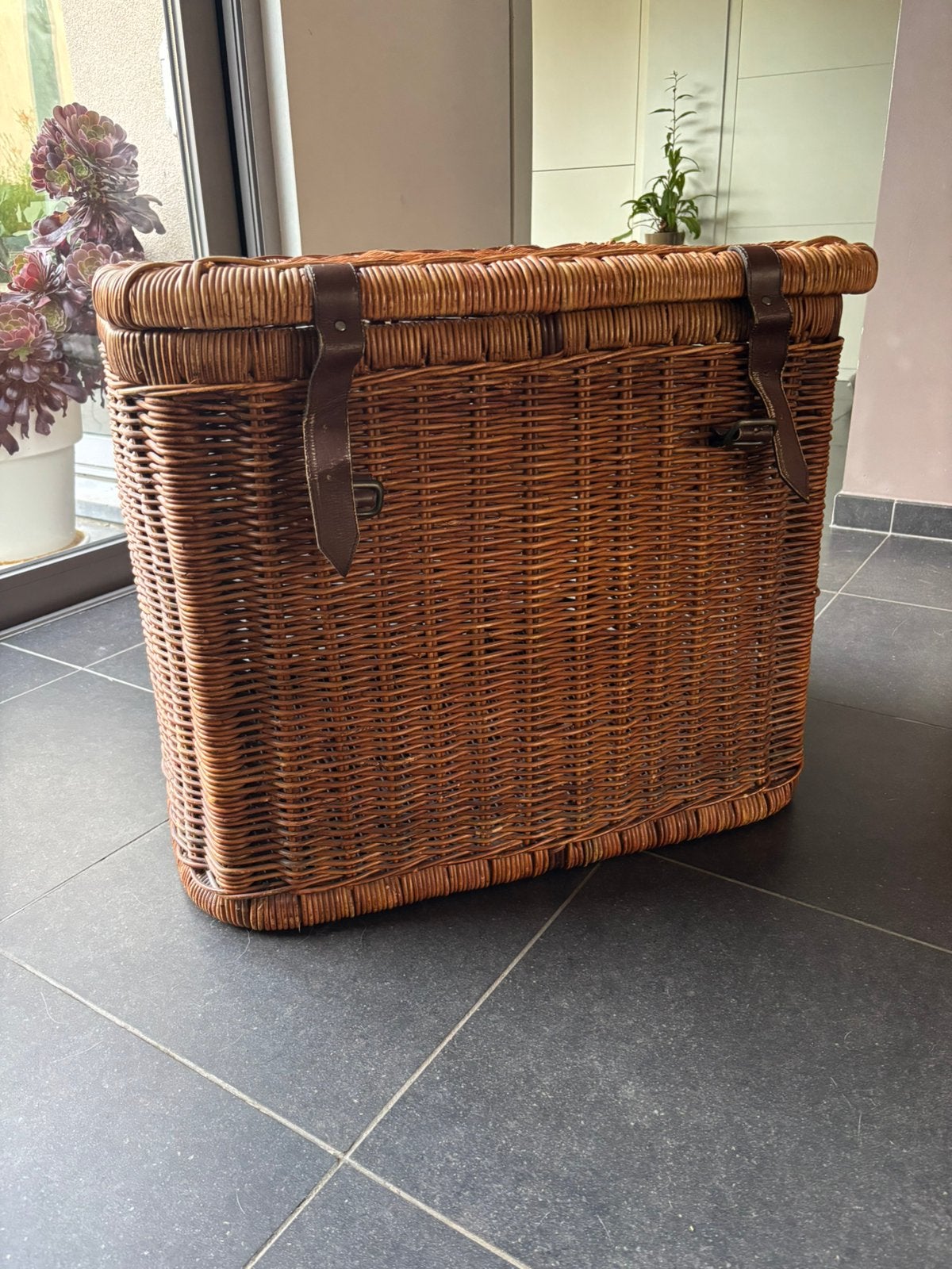 Panier tressé, Maison & Meubles, Enlèvement, Rectangulaire, Bois, Panier