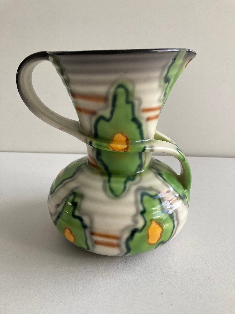 Cruche/vase Art Déco en céramique à motif floral BIHL & Co, Enlèvement ou Envoi