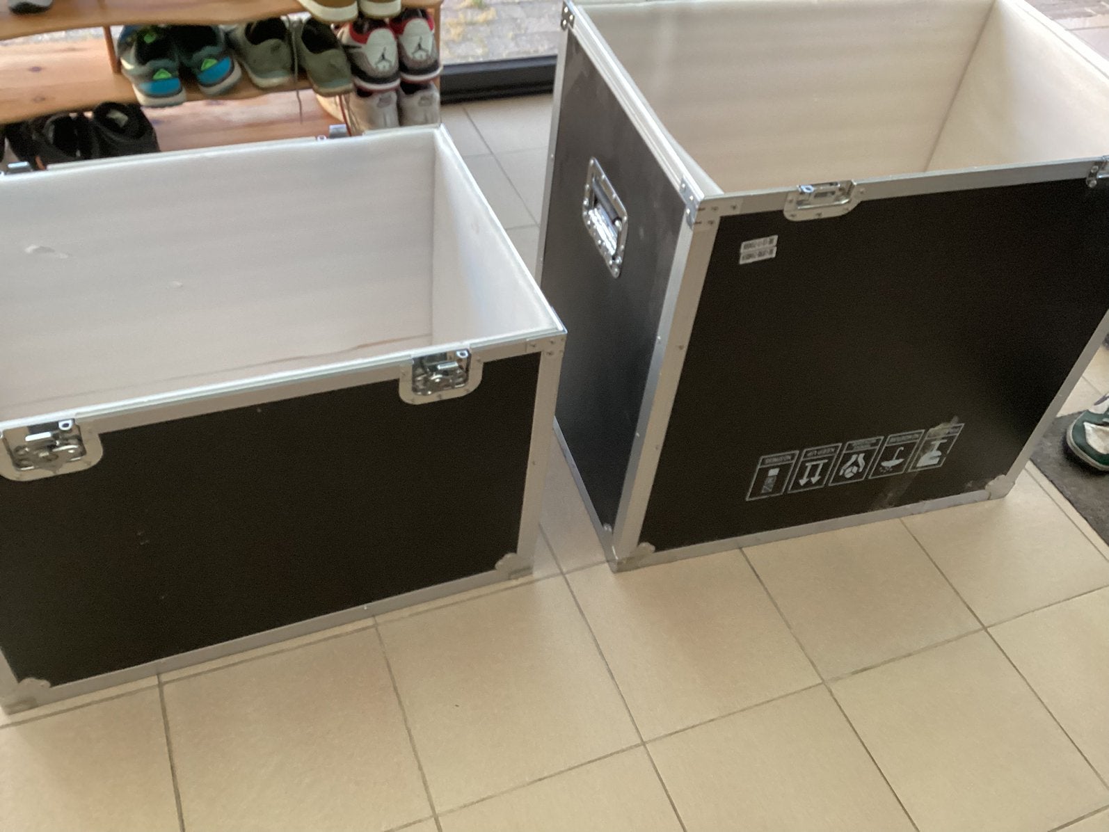 2 flight cases zonder deksel, Ophalen, Gebruikt