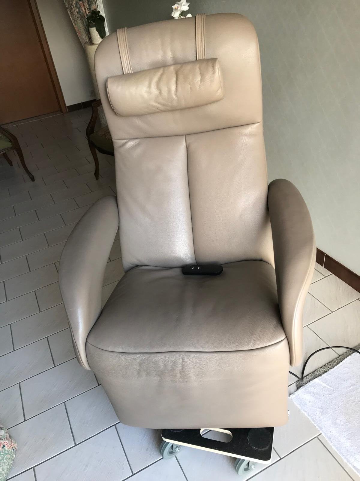 Lederen relax Jori, taupe kleur, Enlèvement, Une personne, Comme neuf, Cuir