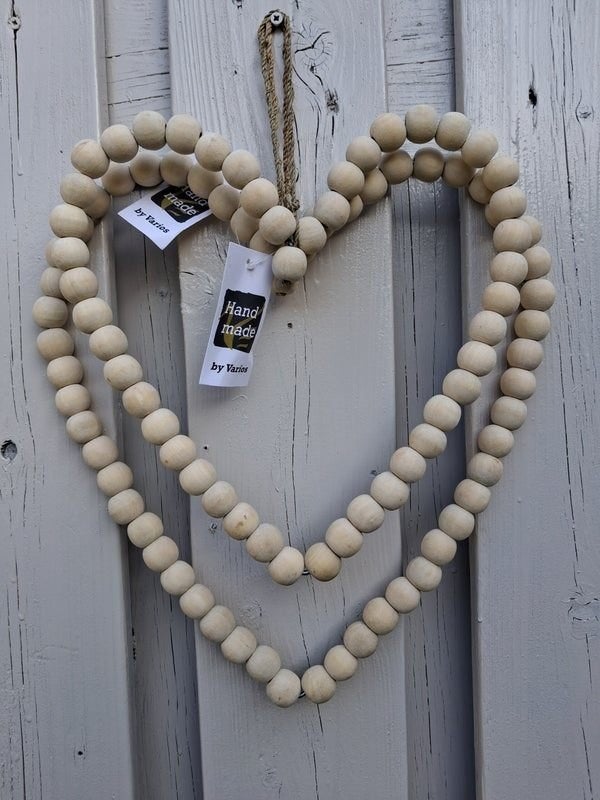 Lot de 2 perles en forme de cœur pour décoration murale, Boho, Bois, Envoi, Beige