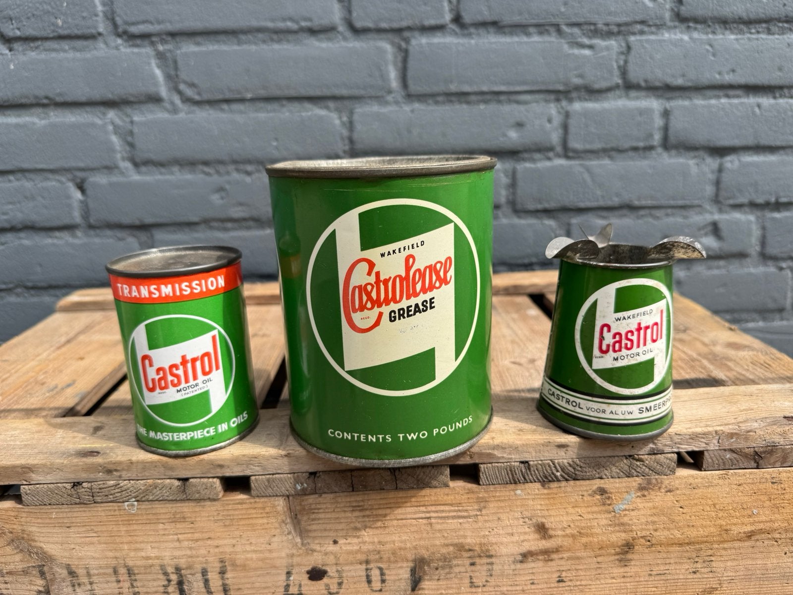 Castrol oude garage olie blikken, Verzamelen, Merken en Reclamevoorwerpen, Gebruikt, Verpakking, Ophalen