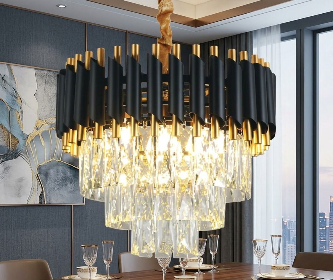 Lustre Cristal Luxe & Moderne — Ambiance Cosy & Romantique, Enlèvement ou Envoi, Neuf, Verre, E14 (petit)