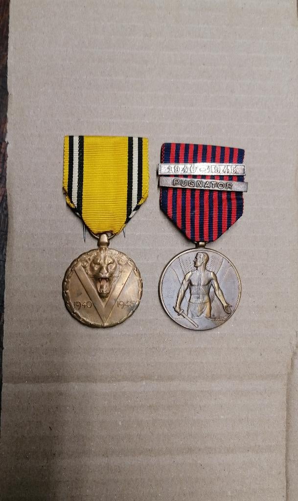 Belgische medaille militaire vrijwilligers Pugnator WW2, Verzamelen, Verzenden, Overige soorten, Lintje, Medaille of Wings