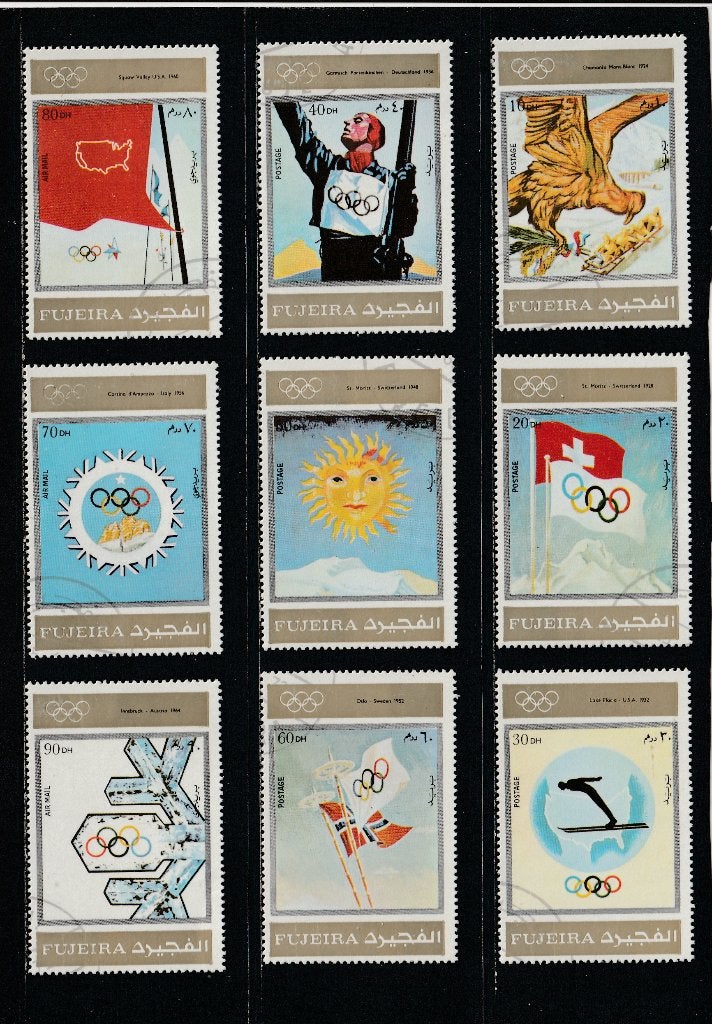 SERIE  FUJEIRA  OLYMPISCHE SPELEN  ( Zie 2 scans ), Postzegels en Munten, Ophalen of Verzenden, Gestempeld, Sport