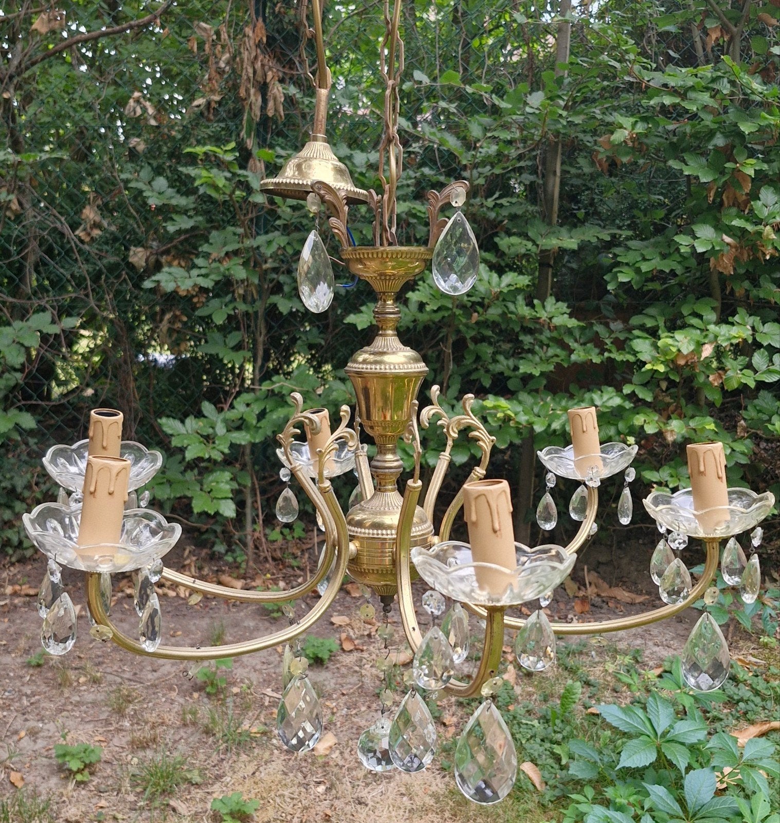 Lustre 6 branches, Huis en Inrichting, Lampen | Kroonluchters, Ophalen, Gebruikt, Metaal