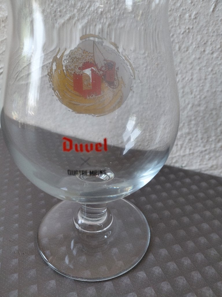 Duvel glas Quatre mains, Verzamelen, Ophalen of Verzenden, Zo goed als nieuw, Glas of Glazen, Duvel