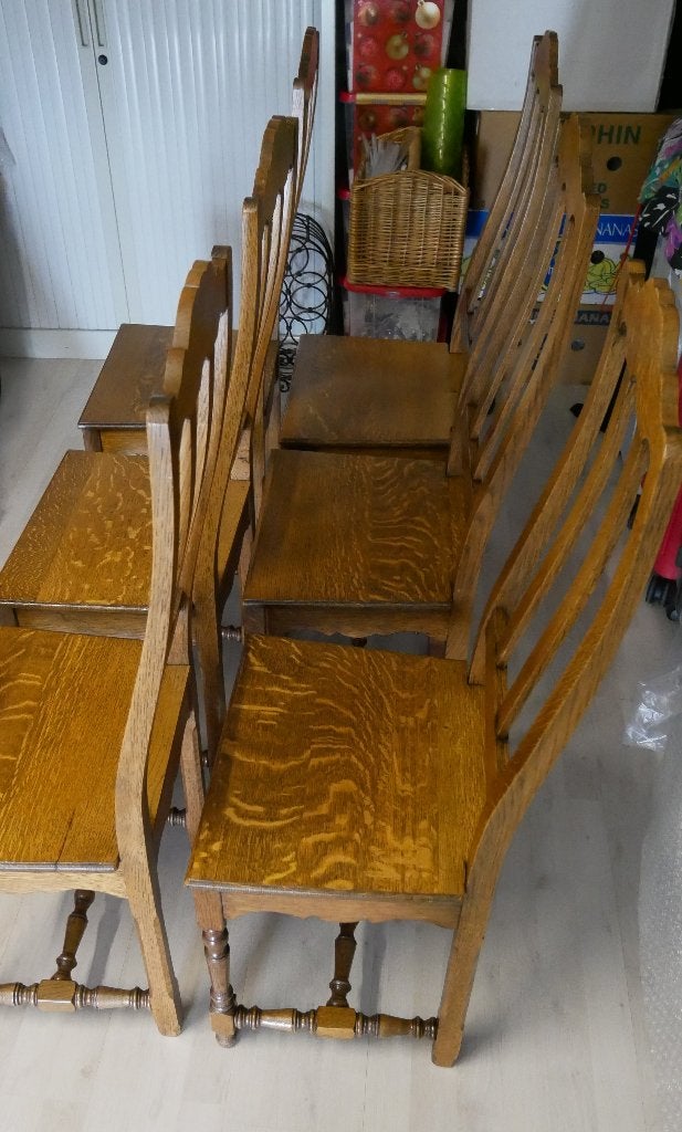 6 chaises en chêne état neuf, Maison & Meubles, Chaises, Comme neuf, Brun, Enlèvement, Cinq, Six Chaises ou plus