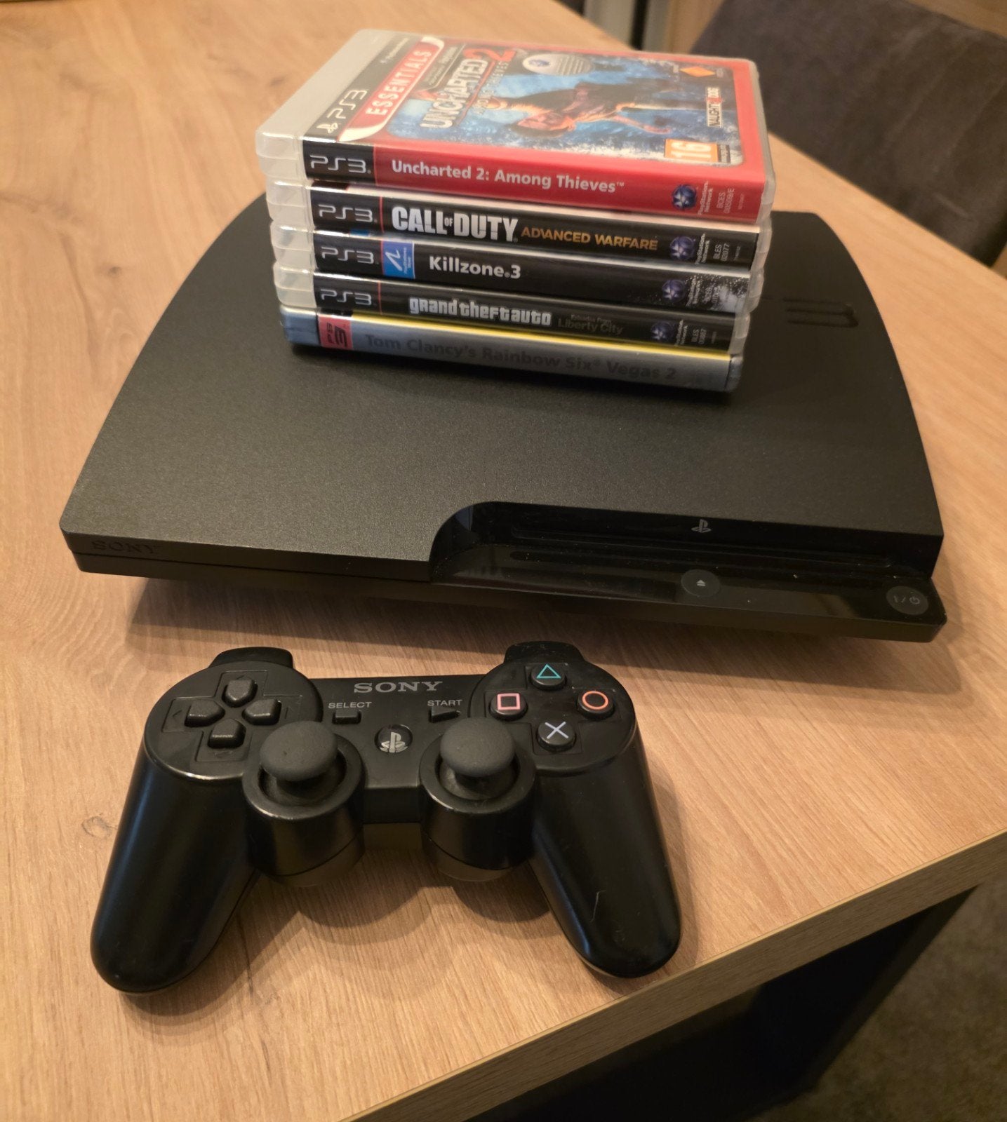 Playstation 3 slim met controller en games, Games en Spelcomputers, Spelcomputers | Sony PlayStation 3, Ophalen, Slim